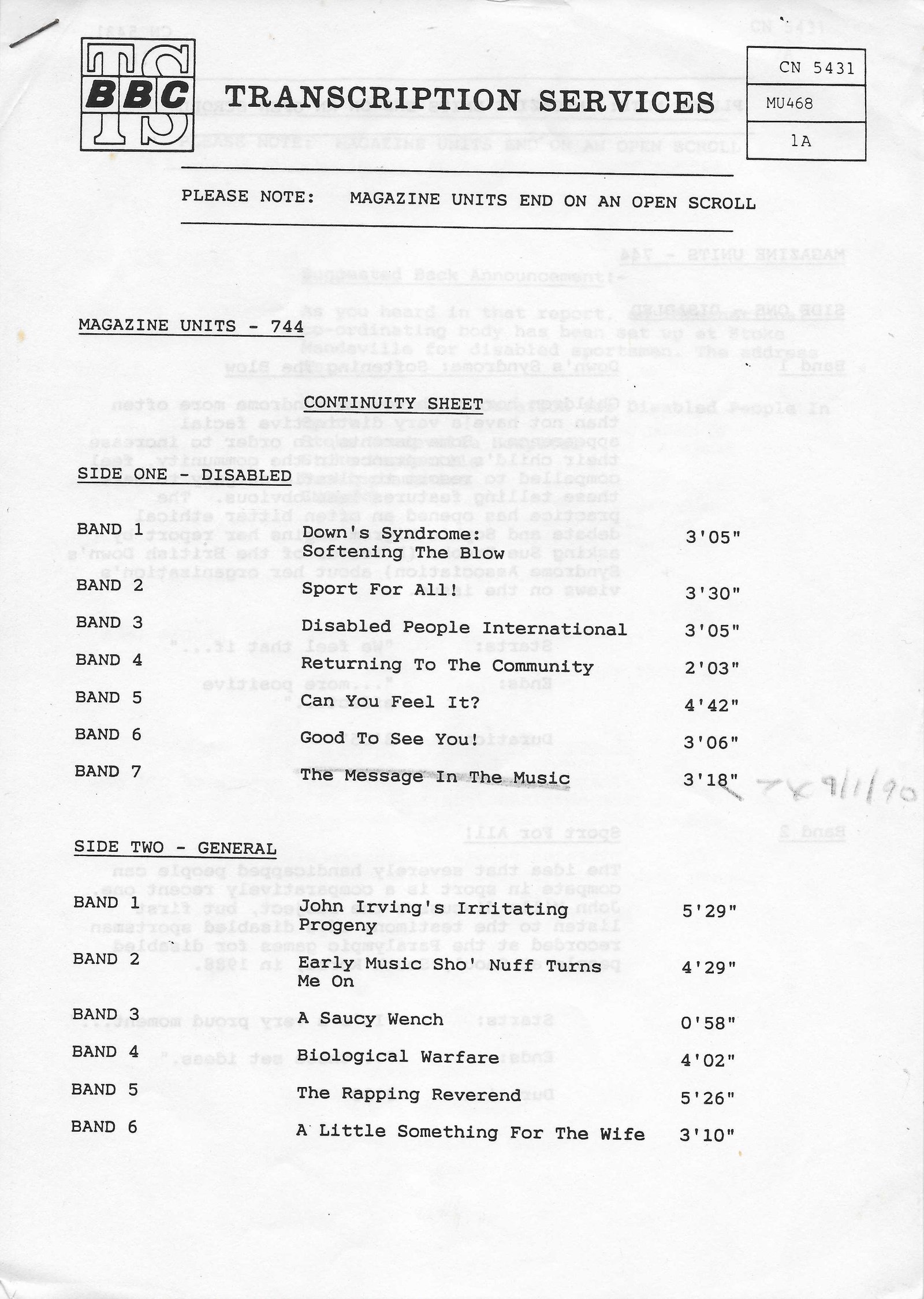 Inserts from CN 5431